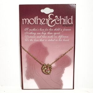 Mother & Child Poem With Heart Pendant Charm On Gold Chain Necklace Gift Jewelry